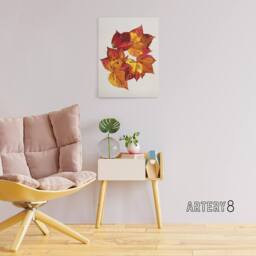 "Artery8 Autumn Leaves Leaf Patterns Reijer Stolk Canvas Wall Art Print in White - Size: W12"" x H16""" - thumbnail 3