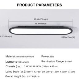 Garwarm 1 - Light 70cm Simple Rectangle Acrylic LED Flush Mount in Black - thumbnail 4