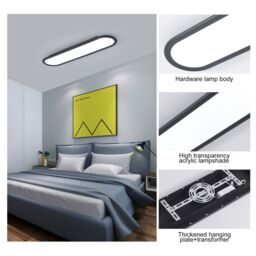 Garwarm 1 - Light 70cm Simple Rectangle Acrylic LED Flush Mount in Black - thumbnail 8