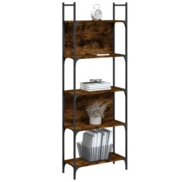 Berkfield Home Bookshelf 5-Tier Smoked Oak 60.5x24x166.5 cm Engineered Wood in Brown - thumbnail 4
