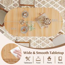 Gymax 163cm Extendable Dining Table Folding Drop Leaf Multifunction Table in Light Khaki - thumbnail 4