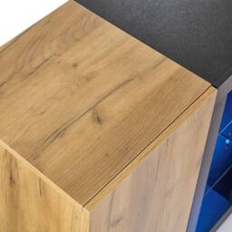 Matteo Modern LED Sideboard - Glass Display & 3 Drawers - Black & Brown - thumbnail 4