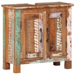 Berkfield Home 4 Piece Bathroom Furniture Set Solid Wood Reclaimed in Brown - thumbnail 6