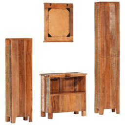 Berkfield Home 4 Piece Bathroom Furniture Set Solid Wood Reclaimed in Brown - thumbnail 4