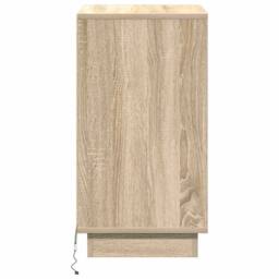 Berkfield Home Bedside Cabinet with LED Sonoma Oak 39x34, 5x65 cm Engineered Wood in Beige - thumbnail 7