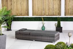 Thats Furniture Rattan Sun Lounger Sun bed 6 Recline Positions with Cover in Grey - thumbnail 5