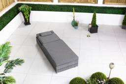 Thats Furniture Rattan Sun Lounger Sun bed 6 Recline Positions with Cover in Grey - thumbnail 2