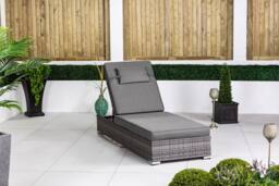 Thats Furniture Rattan Sun Lounger Sun bed 6 Recline Positions with Cover in Grey - thumbnail 3