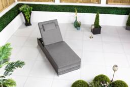 Thats Furniture Rattan Sun Lounger Sun bed 6 Recline Positions with Cover in Grey