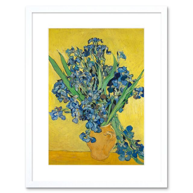 "Artery8 Wall Art Print Van Gogh Irises Painting Framed in White - Size: W7"" x H9""" - image 1