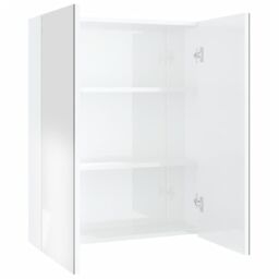 Berkfield Home Bathroom Mirror Cabinet 60x15x75 cm MDF Shining White - Size: 60 x 15 x 75 cm - thumbnail 2