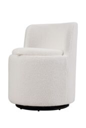 Living and Home 360° Upholstered Sherpa Swivel Chair with Storage in White - thumbnail 3