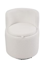Living and Home 360° Upholstered Sherpa Swivel Chair with Storage in White - thumbnail 4
