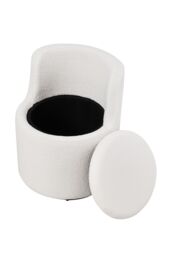 Living and Home 360° Upholstered Sherpa Swivel Chair with Storage in White - thumbnail 5
