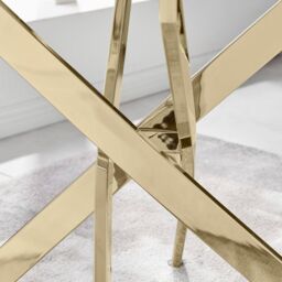 FurnitureboxUK Leonardo 150cm 6-Seater Glass & Chrome Metal Starburst Dining Table in Gold - thumbnail 4