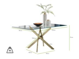 FurnitureboxUK Leonardo 150cm 6-Seater Glass & Chrome Metal Starburst Dining Table in Gold - thumbnail 6