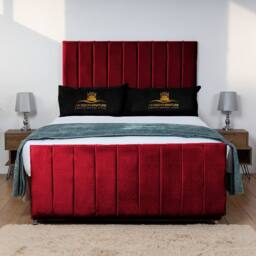 UK Bed Furniture Hampton Divan Bed with 2 Drawers Same Side & 26 Inch headboard in Maroon - Size: Small Double - thumbnail 2
