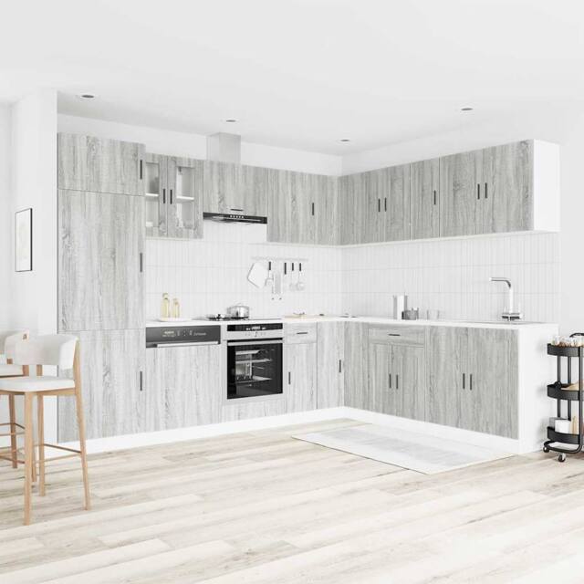 Berkfield Home Elegant 14 Piece Kitchen Cabinet Set Porto Grey Sonoma Engineered Wood - image 1