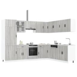 Berkfield Home Elegant 14 Piece Kitchen Cabinet Set Porto Grey Sonoma Engineered Wood - thumbnail 2