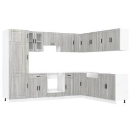 Berkfield Home Elegant 14 Piece Kitchen Cabinet Set Porto Grey Sonoma Engineered Wood - thumbnail 3
