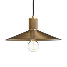 Industville Knurled Brass Slope Pendant Light - Brass Holder in Metallic Gold - Size: Medium - thumbnail 1