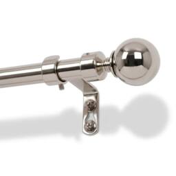 Harbour Housewares Extendable Metal Ball Curtain Pole Kit - 77 to 150cm in Silver