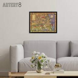 "Artery8 Erickson 1931 Map of Chicago Gangland Framed Canvas Wall Art Print - Size: W12"" x H16""" - thumbnail 3