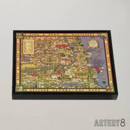 "Artery8 Erickson 1931 Map of Chicago Gangland Framed Canvas Wall Art Print - Size: W12"" x H16""" - thumbnail 2