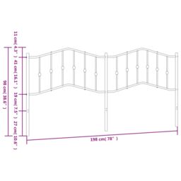 Berkfield Home Metal Headboard White 193 cm in Black - thumbnail 6
