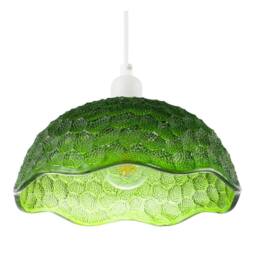 Happy Homewares Tortoise Designed Emerald Green Glass Textured Ceiling Light Shade - thumbnail 4