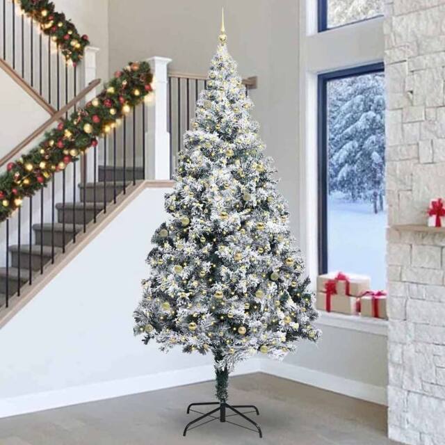 Berkfield Home Christmas Tree with 300 LEDs with Stand White 300 cm PVC - image 1
