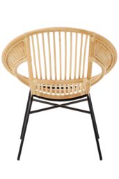 Orsina Comfortable Natural Rattan & Black Iron Arm Chair, Durable Outdoor Chair, Versatile Natural Dining Chair - thumbnail 4