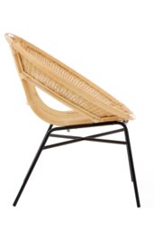 Orsina Comfortable Natural Rattan & Black Iron Arm Chair, Durable Outdoor Chair, Versatile Natural Dining Chair - thumbnail 3