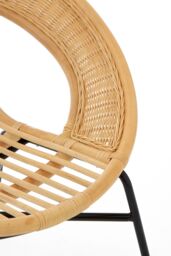 Orsina Comfortable Natural Rattan & Black Iron Arm Chair, Durable Outdoor Chair, Versatile Natural Dining Chair - thumbnail 5