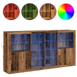 Berkfield Home Sideboard with LED Lights Old Wood 202x37x100 cm Engineered Wood in Brown - Size: 202 x 37 x 100 cm - thumbnail 4