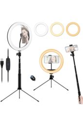 CGC Lighting Ringo 10 Inch LED Ring Light With Detachable Selfie Stick in Black - thumbnail 4