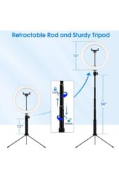 CGC Lighting Ringo 10 Inch LED Ring Light With Detachable Selfie Stick in Black - thumbnail 5