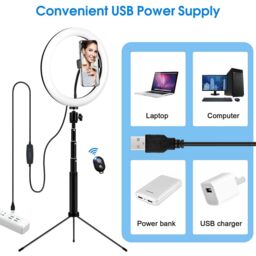CGC Lighting Ringo 10 Inch LED Ring Light With Detachable Selfie Stick in Black - thumbnail 6