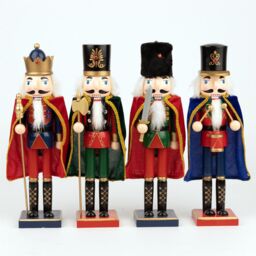 Shatchi 38cm Wooden Nutcrackers Figures Christmas Ornament 4Pcs Set Wearing Rob - thumbnail 2