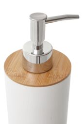 Orsina Subtle White Lotion Dispenser With Bamboo Fibre Body, Liquid Soap Pump For Hand Wash, Moisturizer Dispenser - thumbnail 6