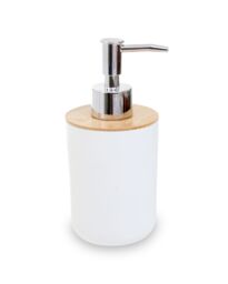 Orsina Subtle White Lotion Dispenser With Bamboo Fibre Body, Liquid Soap Pump For Hand Wash, Moisturizer Dispenser