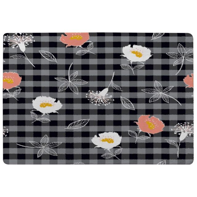 Benjamin Tate Design Blooming Hand Drawn Orange & White Flowers Rug in Natural - Size: Large - image 1