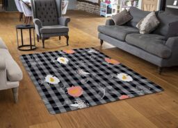 Benjamin Tate Design Blooming Hand Drawn Orange & White Flowers Rug in Natural - Size: Large - thumbnail 2