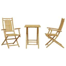 Berkfield Home Beautiful 3 Piece Bistro Set Bamboo in Brown - thumbnail 4