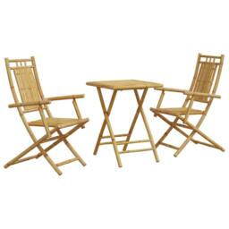 Berkfield Home Beautiful 3 Piece Bistro Set Bamboo in Brown - thumbnail 3
