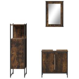 Berkfield Home Durable 3 Piece Bathroom Furniture Set Smoked Oak Engineered Wood in Brown - thumbnail 5