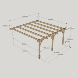 Rutland County Garden Furniture Ltd Wall Mounted Premium Pergola 3 Posts, L240 x W480 x H270 cm, Green - thumbnail 4