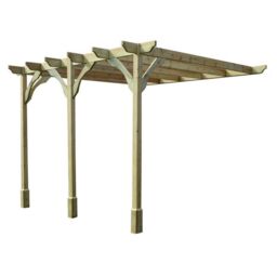 Rutland County Garden Furniture Ltd Wall Mounted Premium Pergola 3 Posts, L240 x W480 x H270 cm, Green - thumbnail 1
