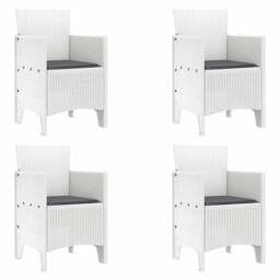 Berkfield Home 5 Piece Garden Dining Set with Cushions White Poly Rattan - thumbnail 4