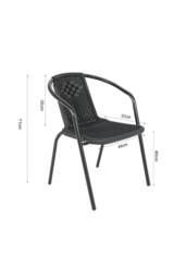 Garden Sanctuary 4-Seater Round Garden Dining Table Bistro Set in Black - thumbnail 6